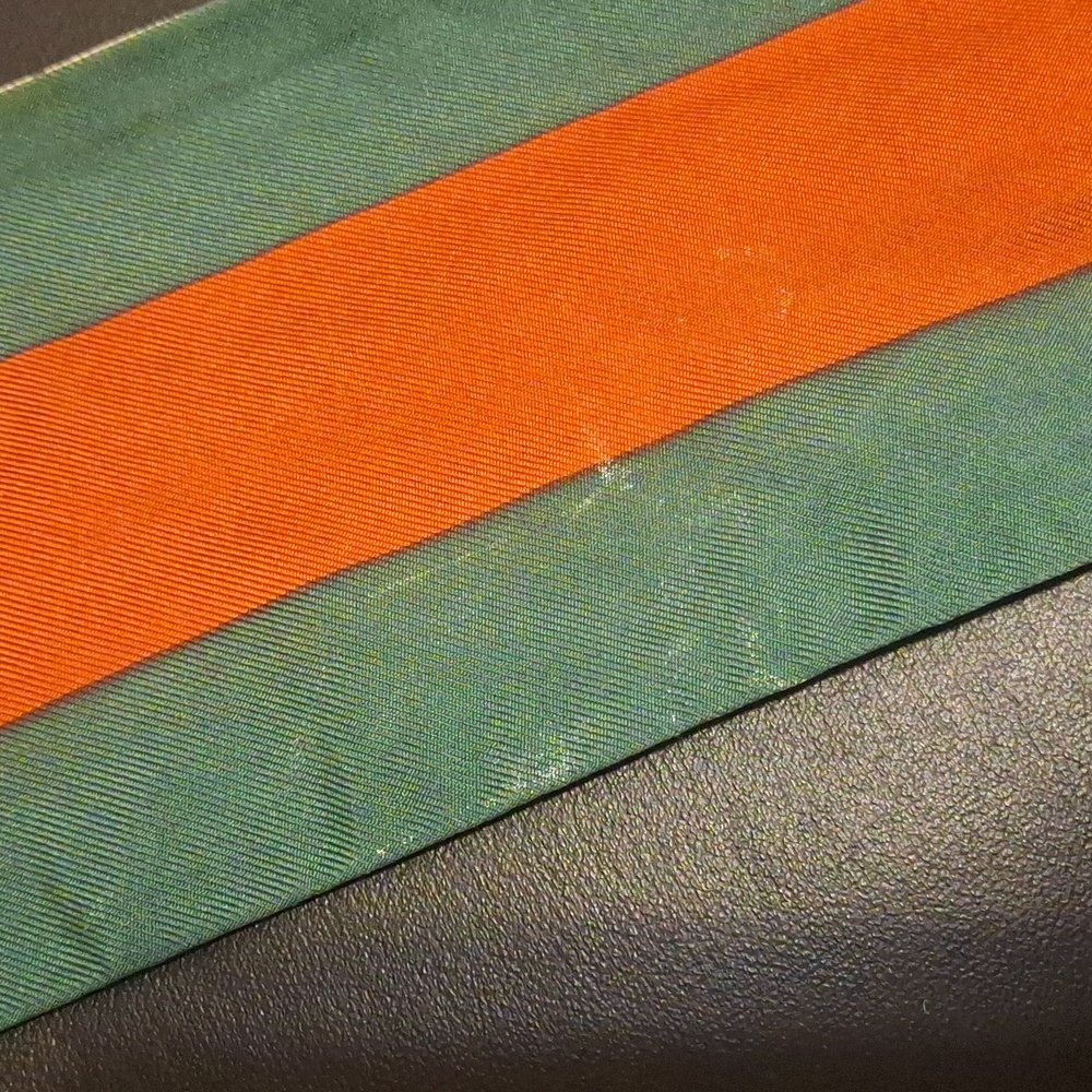 Gucci Silk Scarf with Green and Red Stripes - Picture 3 of 6